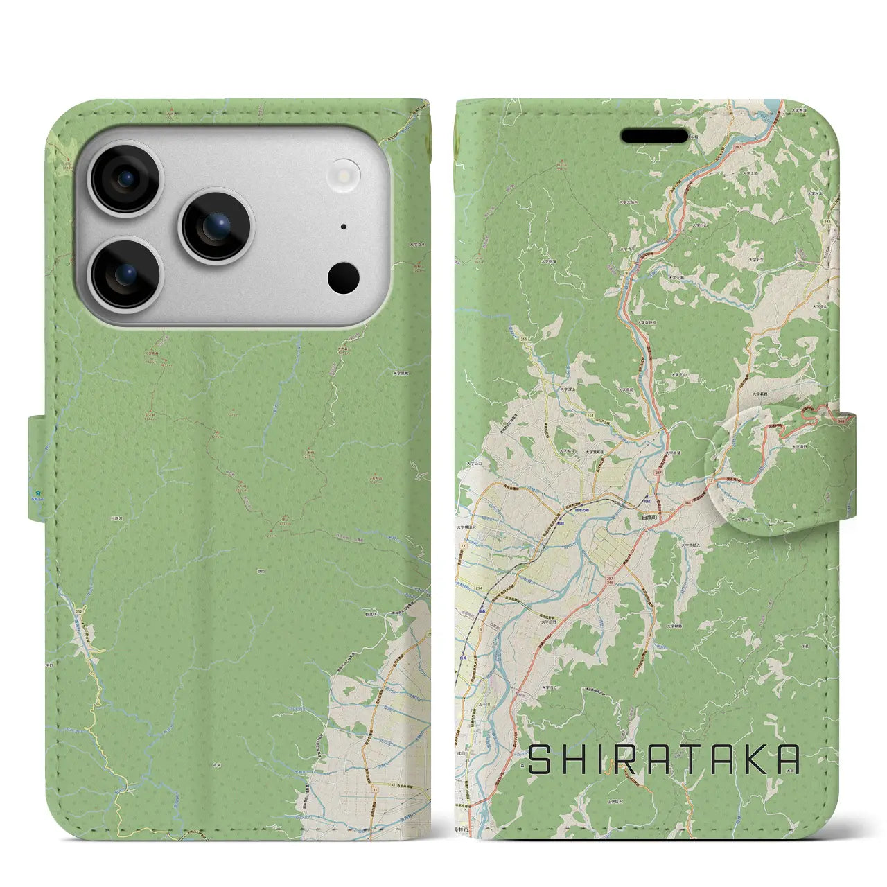 【白鷹(山形県)】地図柄iPhoneケース(手帳タイプ)ナチュラル・iPhone 17 Pro Max 用