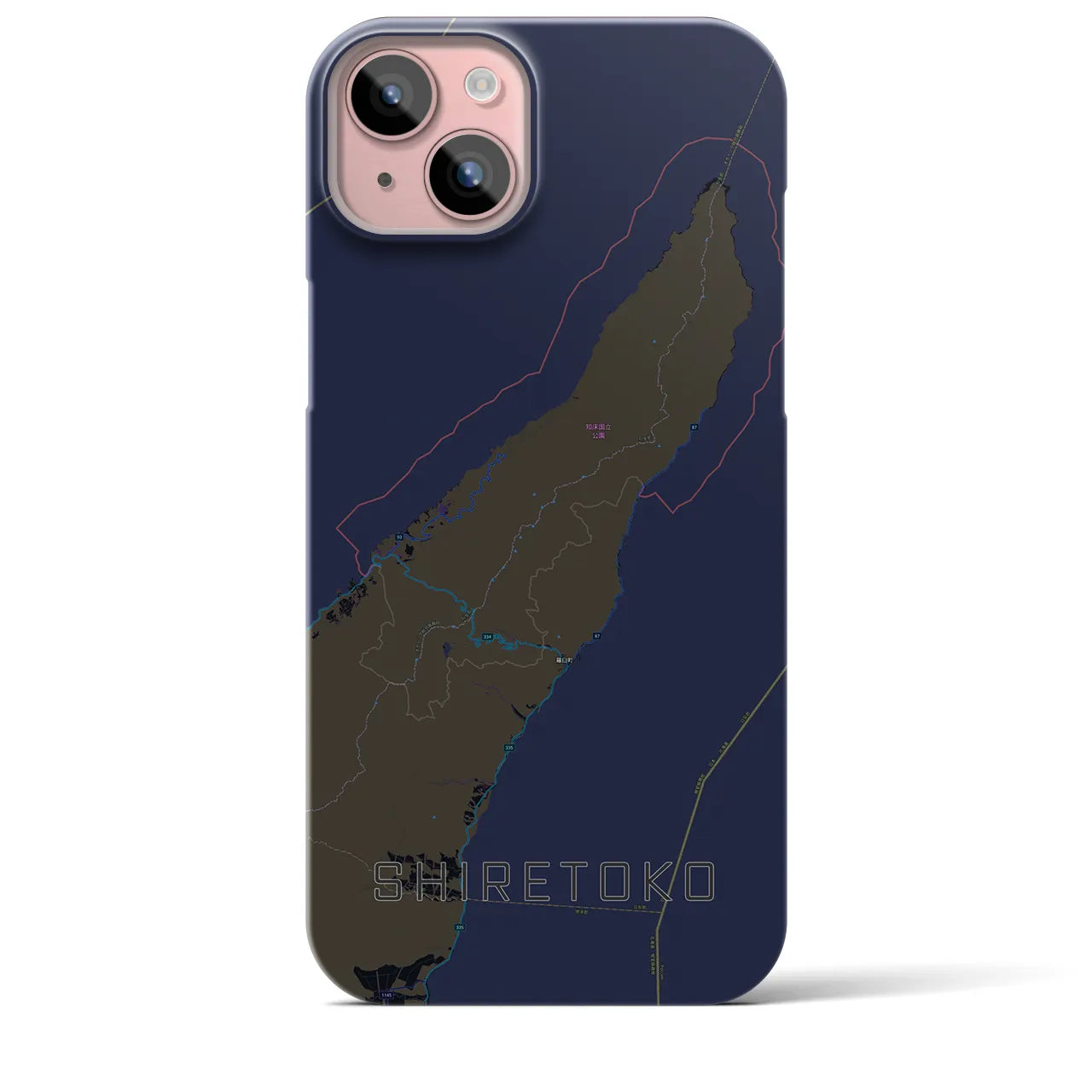 【知床(北海道)】地図柄iPhoneケース(バックカバータイプ)