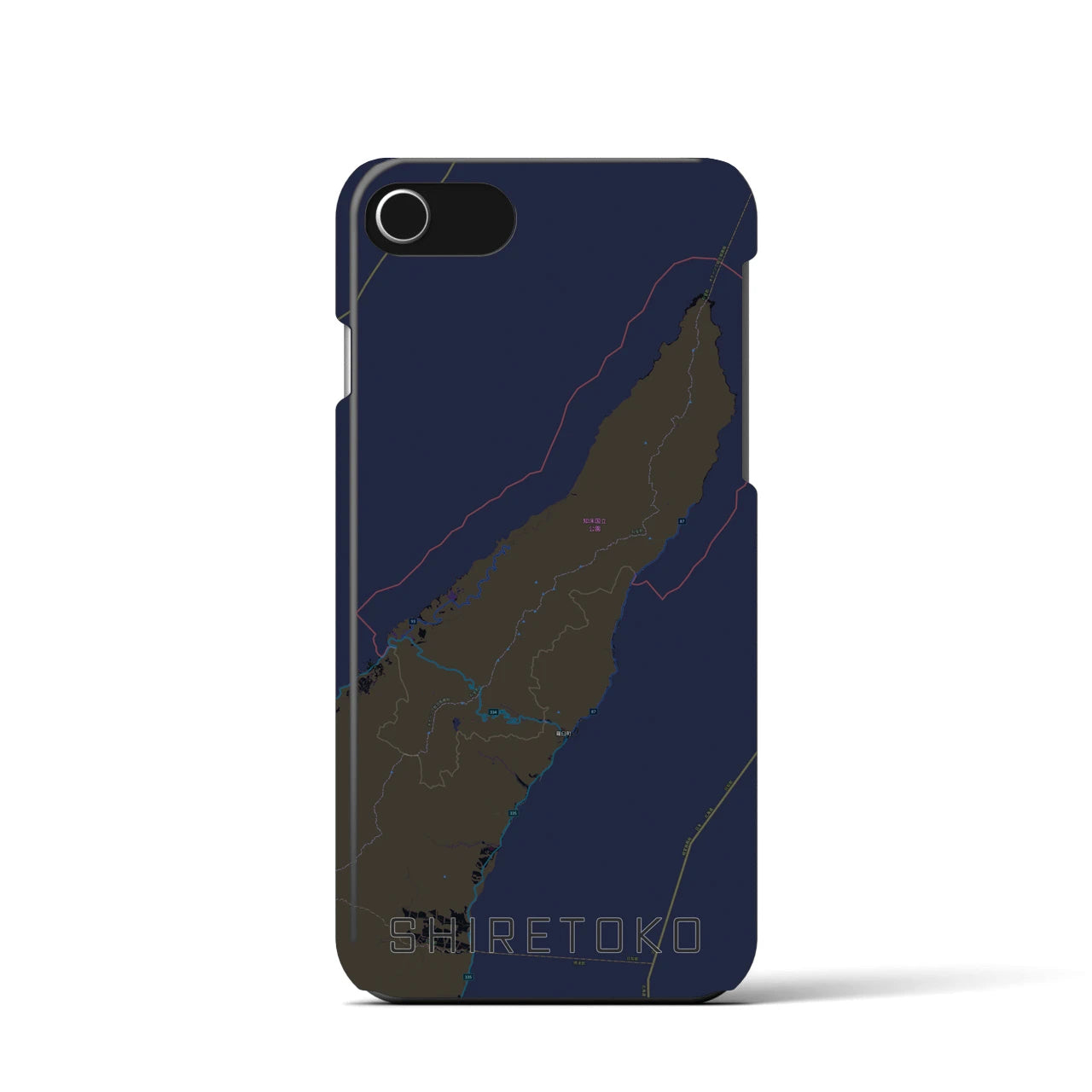 【知床(北海道)】地図柄iPhoneケース(バックカバータイプ)