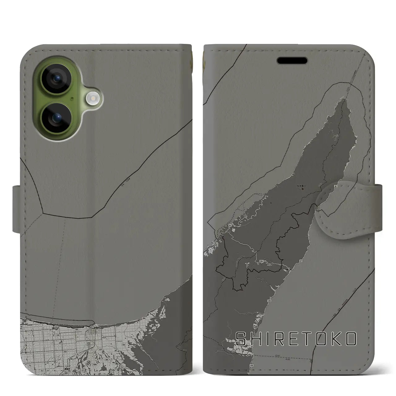 【知床(北海道)】地図柄iPhoneケース(手帳タイプ)