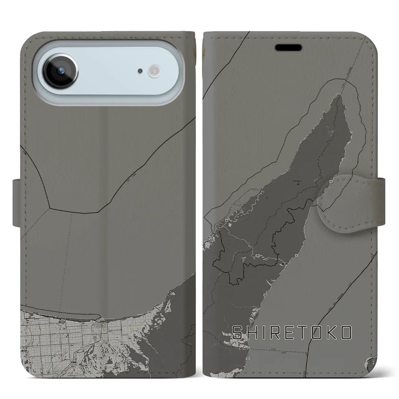 【知床(北海道)】地図柄iPhoneケース(手帳タイプ)