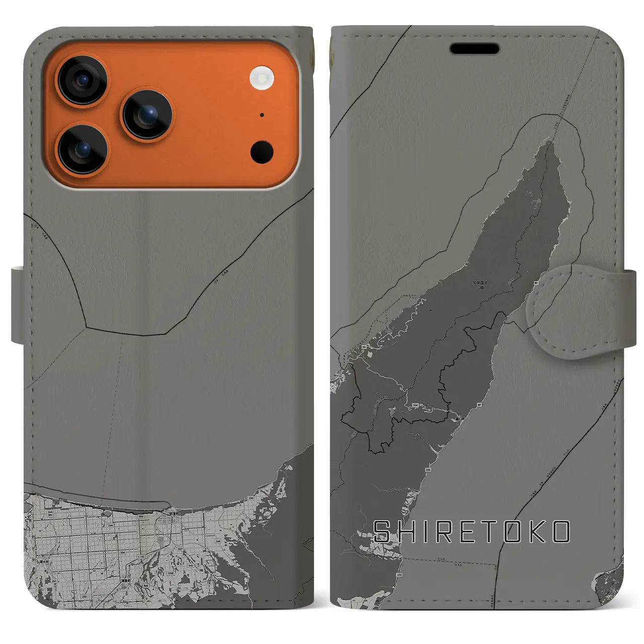 【知床(北海道)】地図柄iPhoneケース(手帳タイプ)