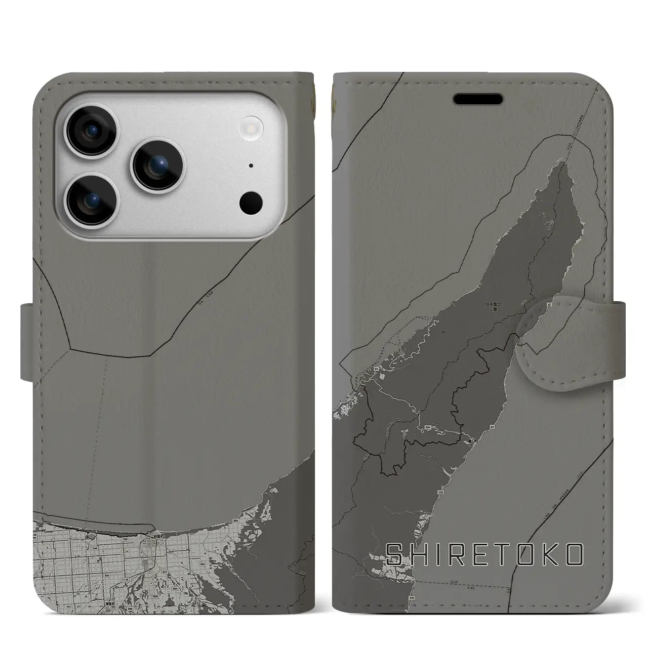 【知床(北海道)】地図柄iPhoneケース(手帳タイプ)