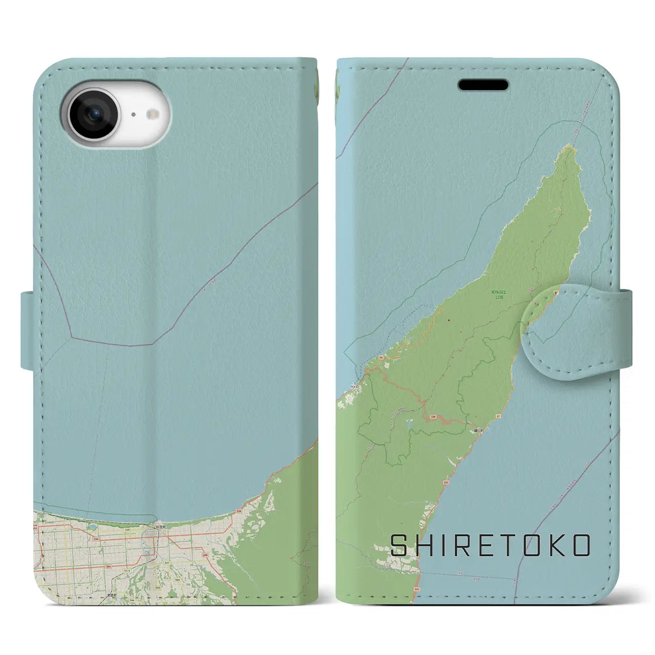 【知床(北海道)】地図柄iPhoneケース(手帳タイプ)