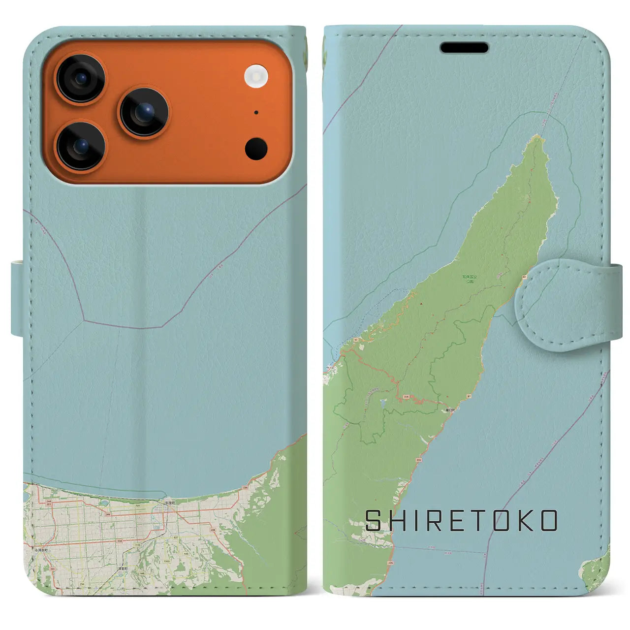 【知床(北海道)】地図柄iPhoneケース(手帳タイプ)