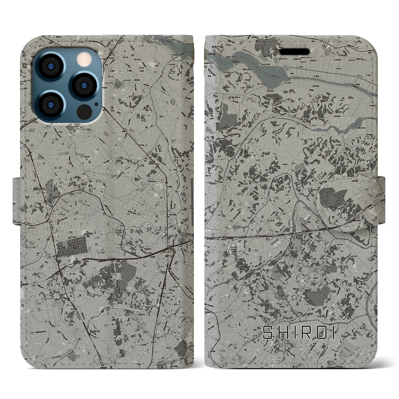 【白井(千葉県)】地図柄iPhoneケース(手帳タイプ)