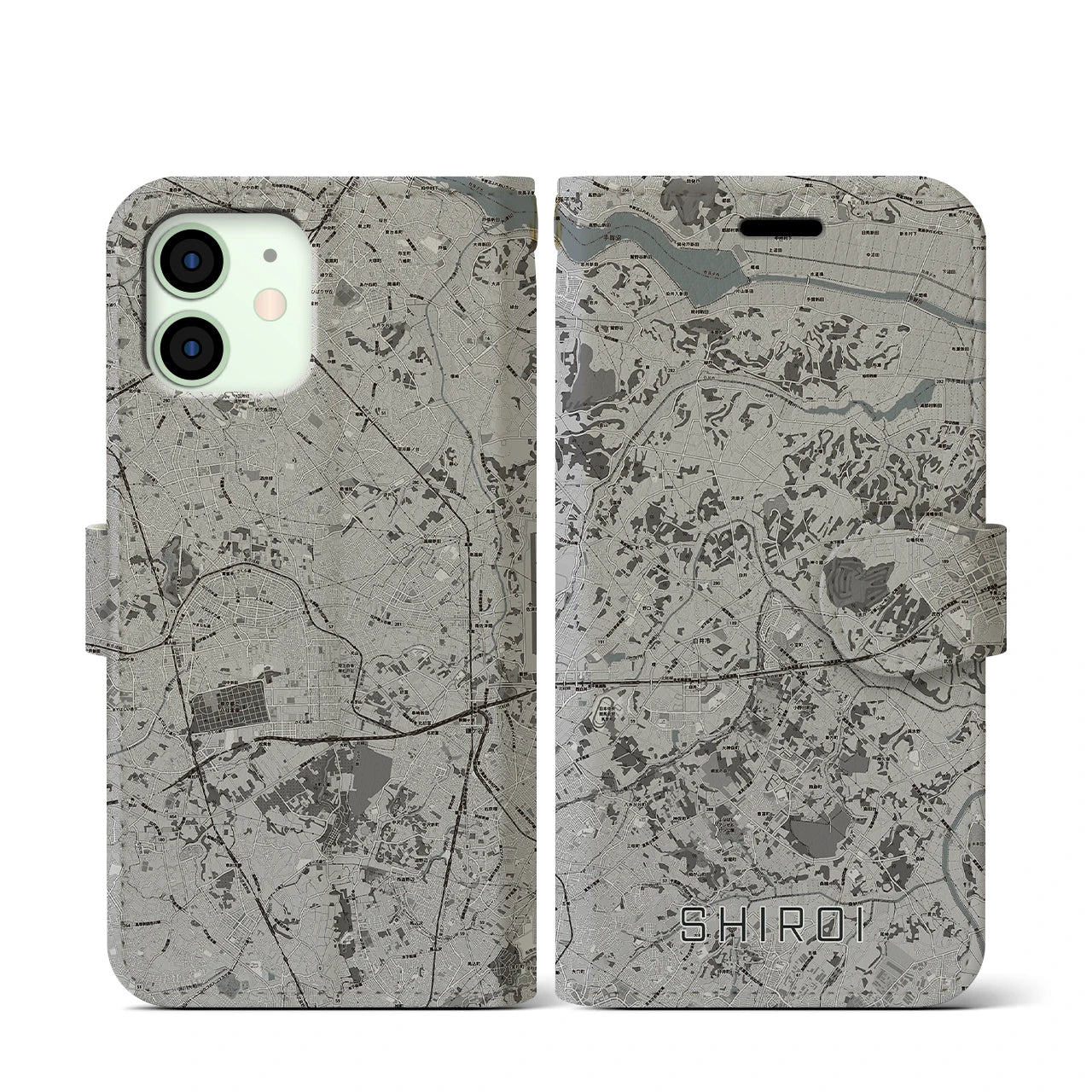 【白井(千葉県)】地図柄iPhoneケース(手帳タイプ)