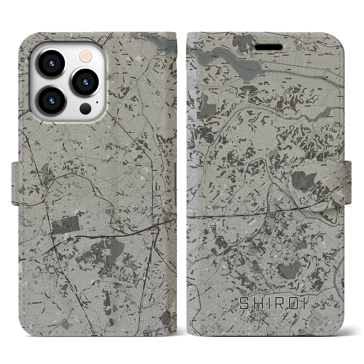 【白井(千葉県)】地図柄iPhoneケース(手帳タイプ)