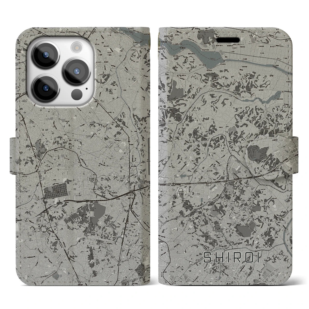 【白井(千葉県)】地図柄iPhoneケース(手帳タイプ)