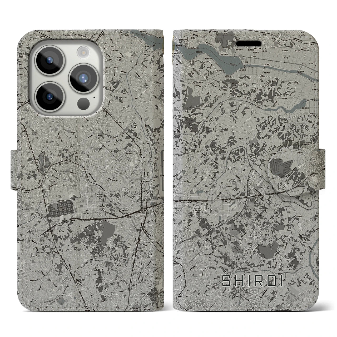 【白井(千葉県)】地図柄iPhoneケース(手帳タイプ)