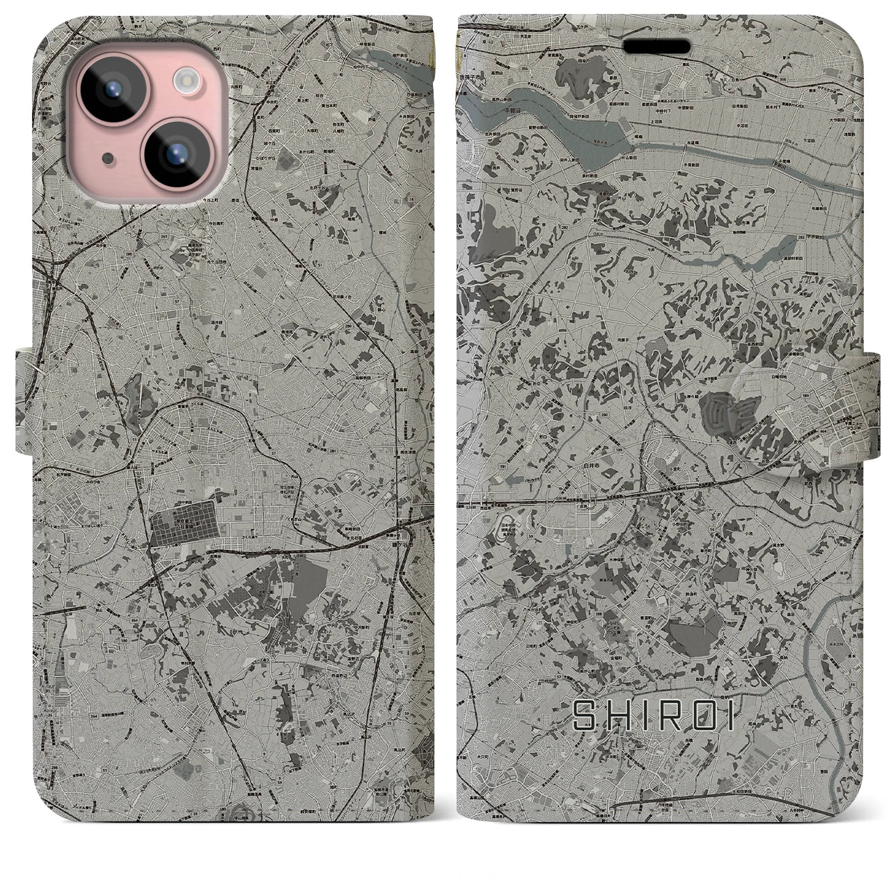 【白井(千葉県)】地図柄iPhoneケース(手帳タイプ)