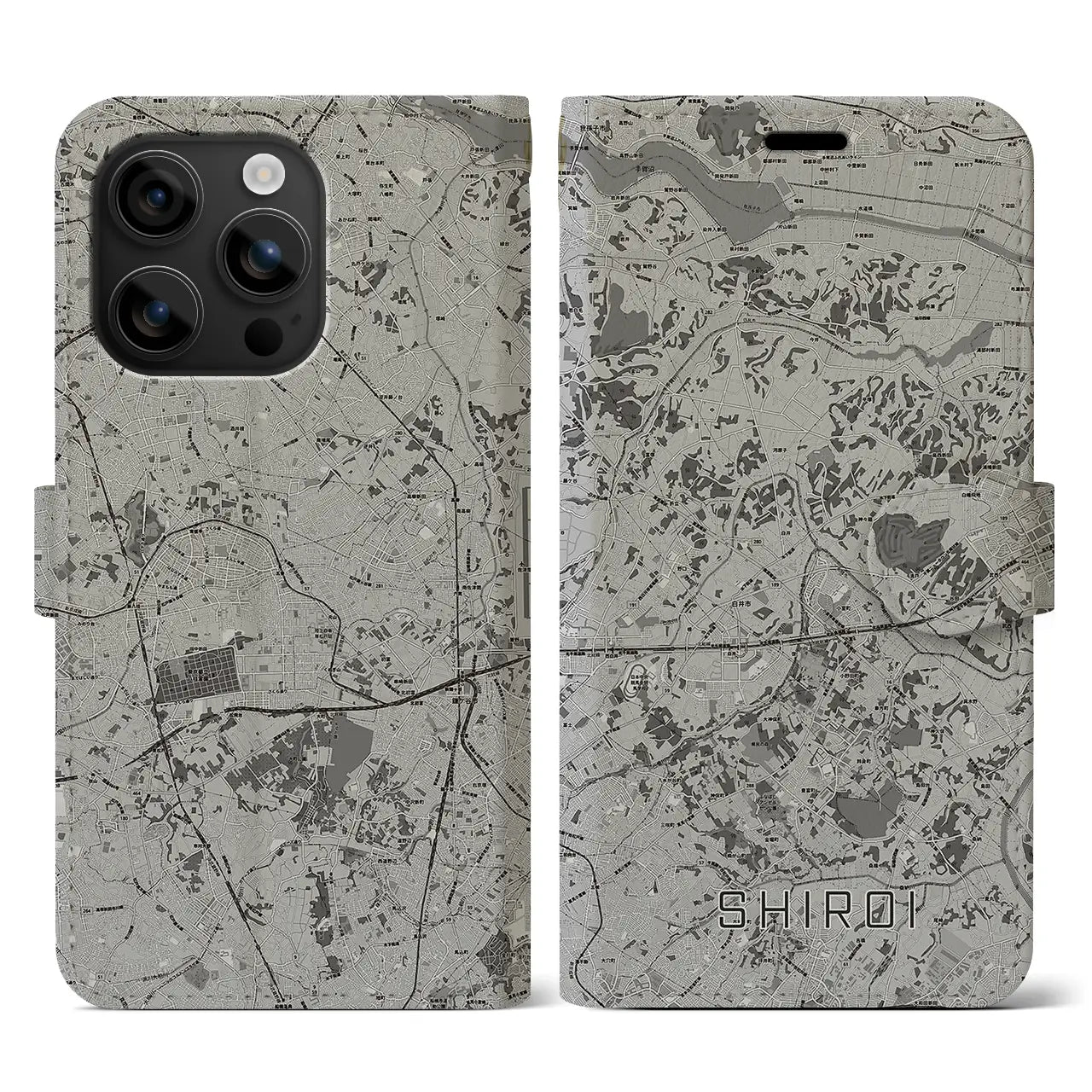 【白井(千葉県)】地図柄iPhoneケース(手帳タイプ)