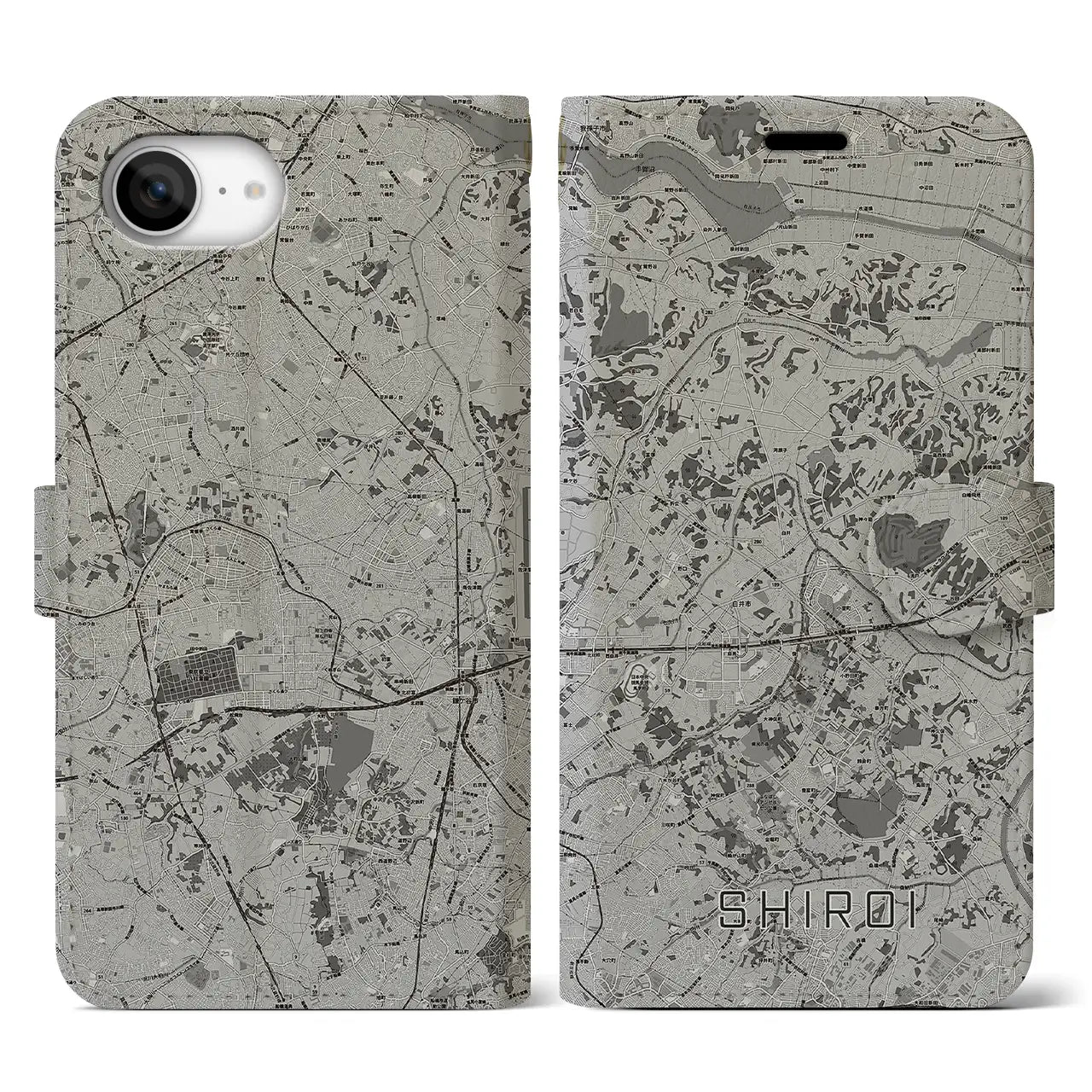 【白井(千葉県)】地図柄iPhoneケース(手帳タイプ)