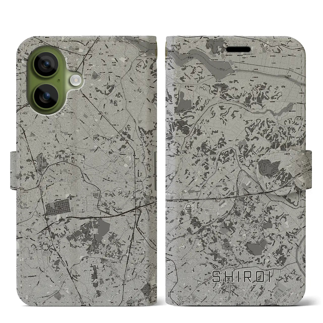 【白井(千葉県)】地図柄iPhoneケース(手帳タイプ)