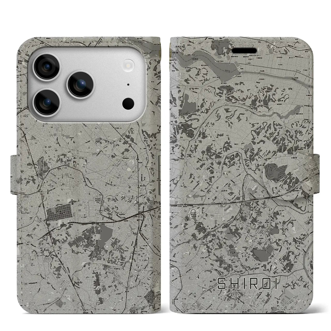 【白井(千葉県)】地図柄iPhoneケース(手帳タイプ)