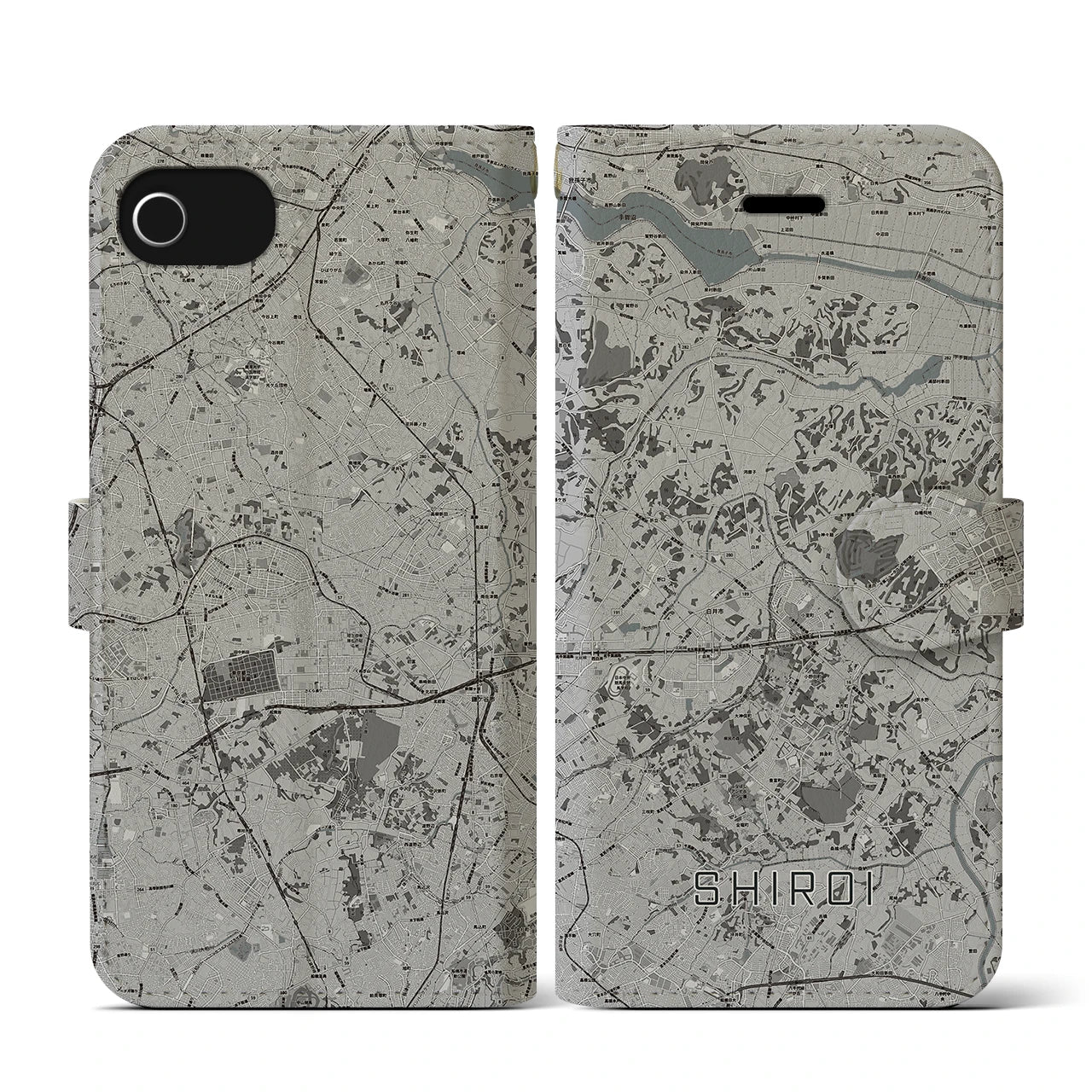 【白井(千葉県)】地図柄iPhoneケース(手帳タイプ)