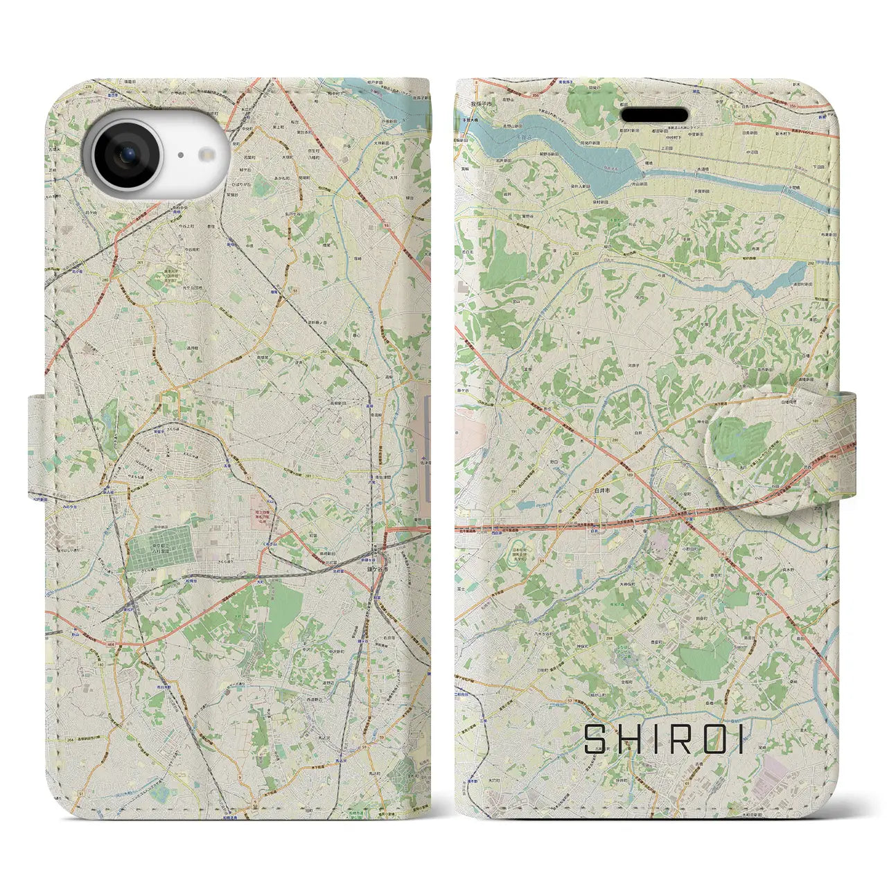 【白井(千葉県)】地図柄iPhoneケース(手帳タイプ)