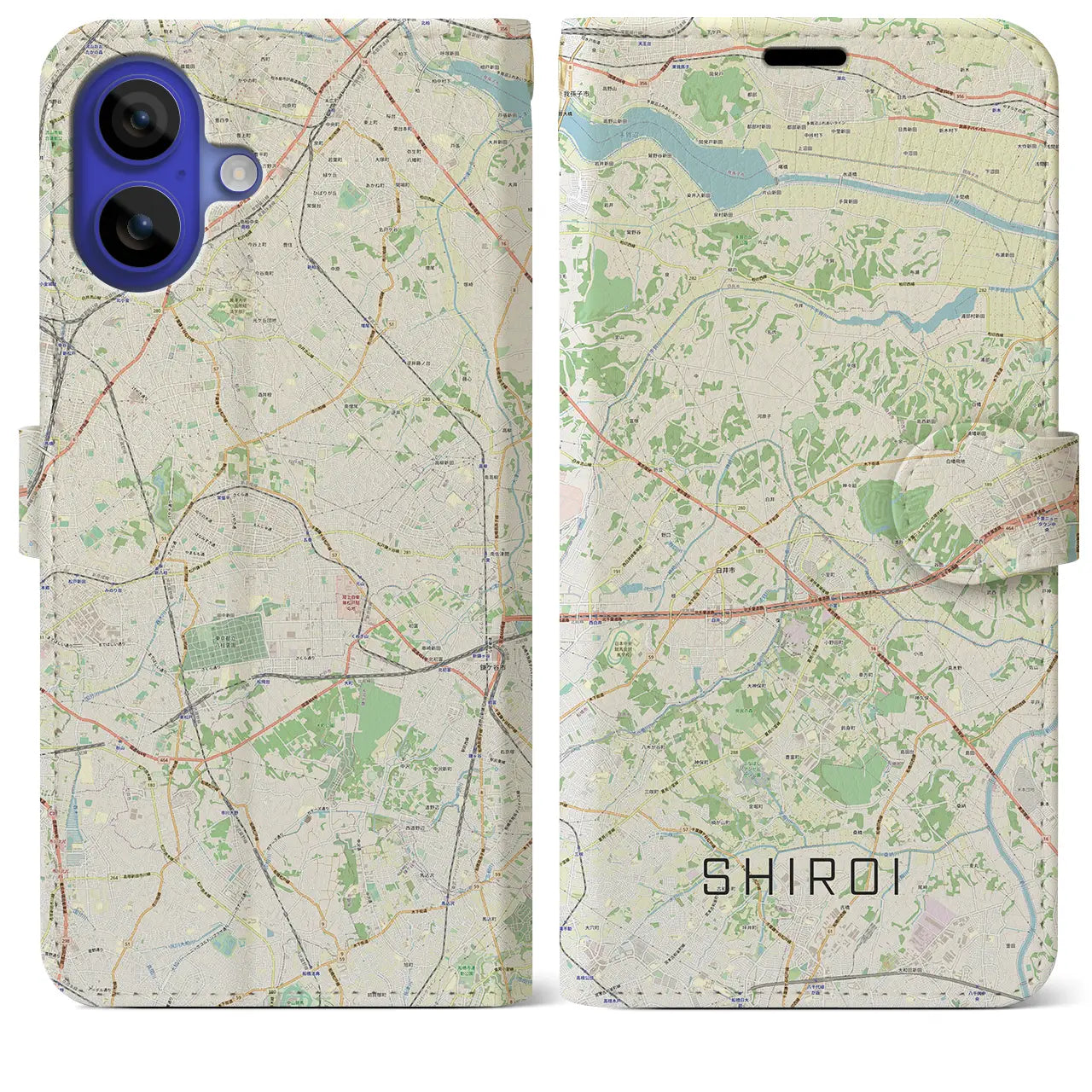 【白井(千葉県)】地図柄iPhoneケース(手帳タイプ)ナチュラル・iPhone 16 Pro Max 用
