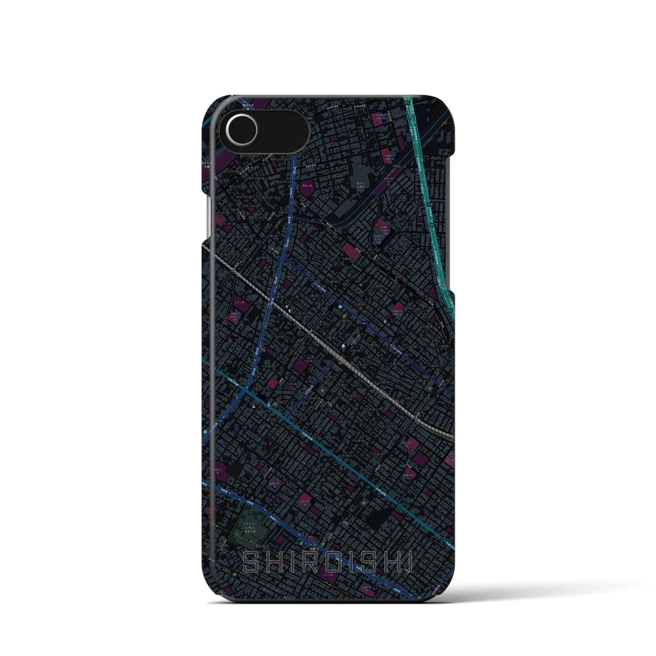 【白石(北海道)】地図柄iPhoneケース(バックカバータイプ)