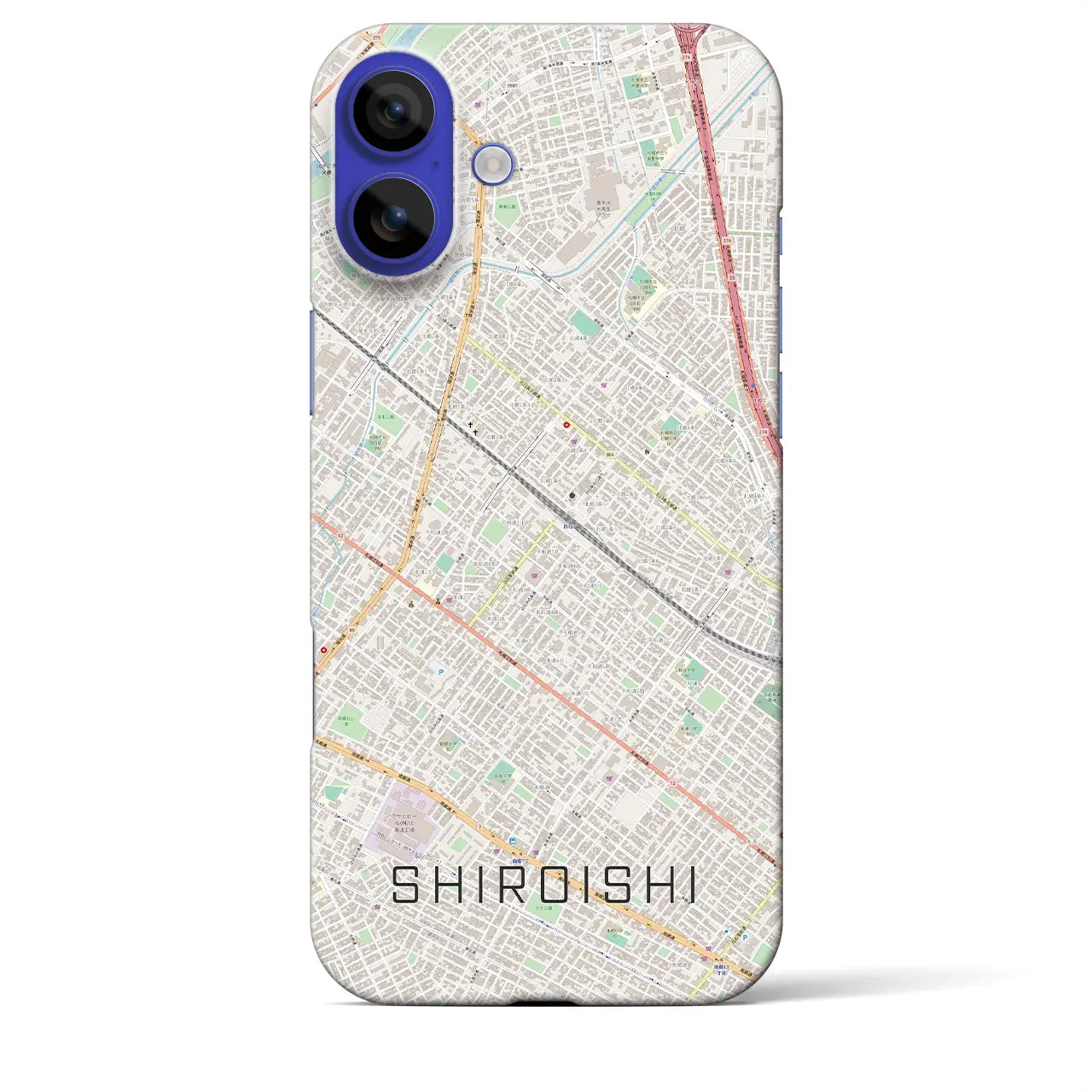 【白石(北海道)】地図柄iPhoneケース(バックカバータイプ)ナチュラル・iPhone 16 Pro Max 用
