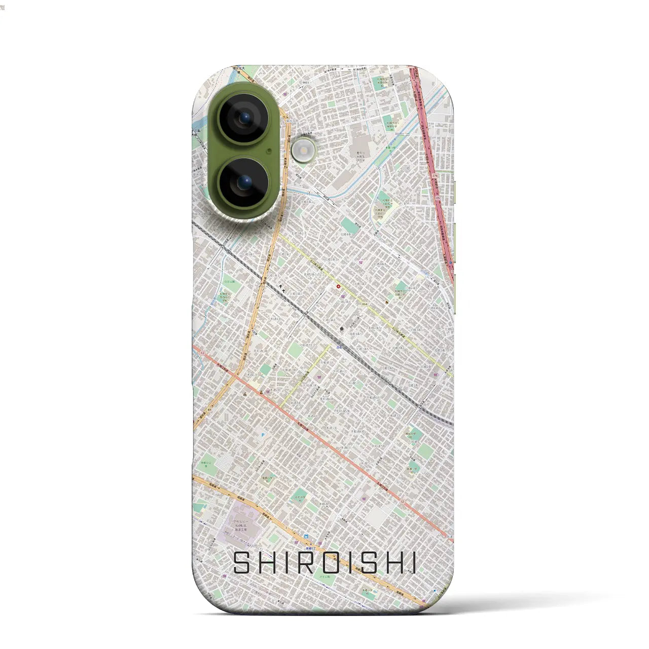 【白石(北海道)】地図柄iPhoneケース(バックカバータイプ)ブラック・iPhone 17 Pro Max 用