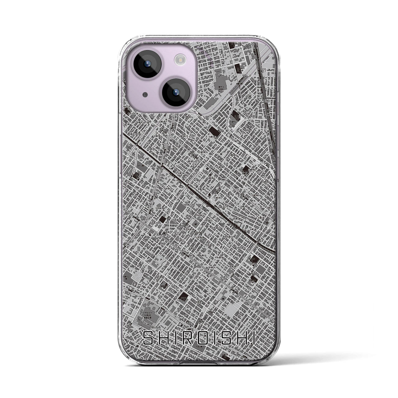 【白石(北海道)】地図柄iPhoneケース(クリアタイプ)