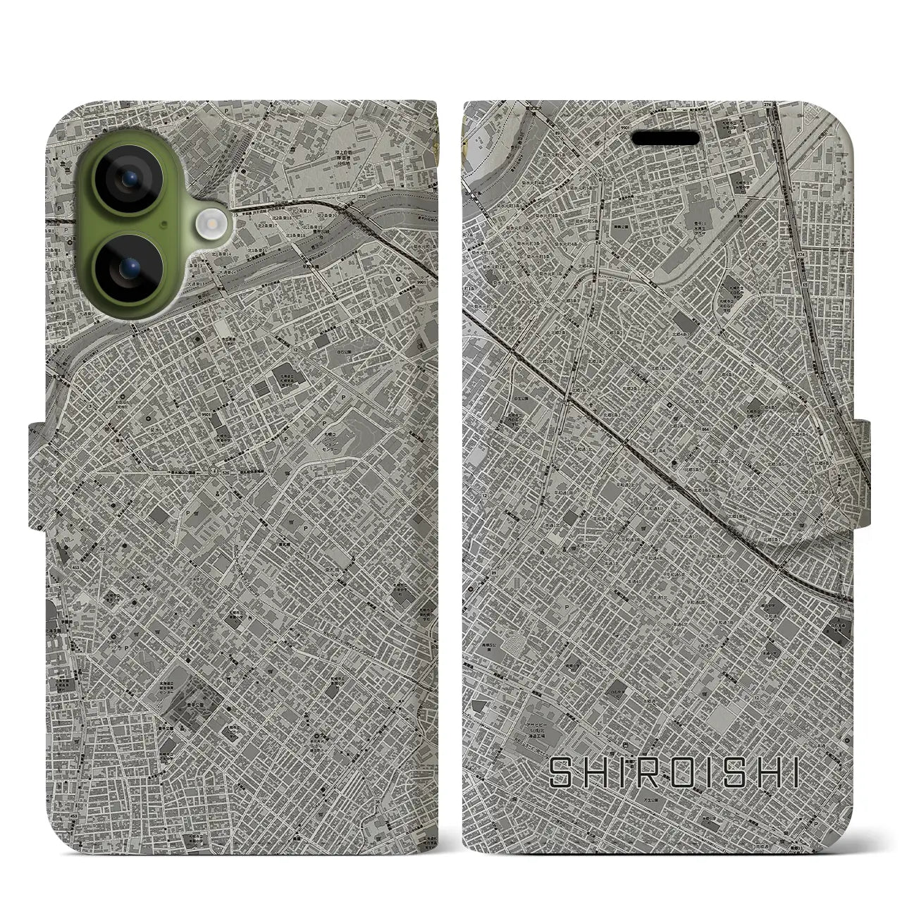 【白石(北海道)】地図柄iPhoneケース(手帳タイプ)