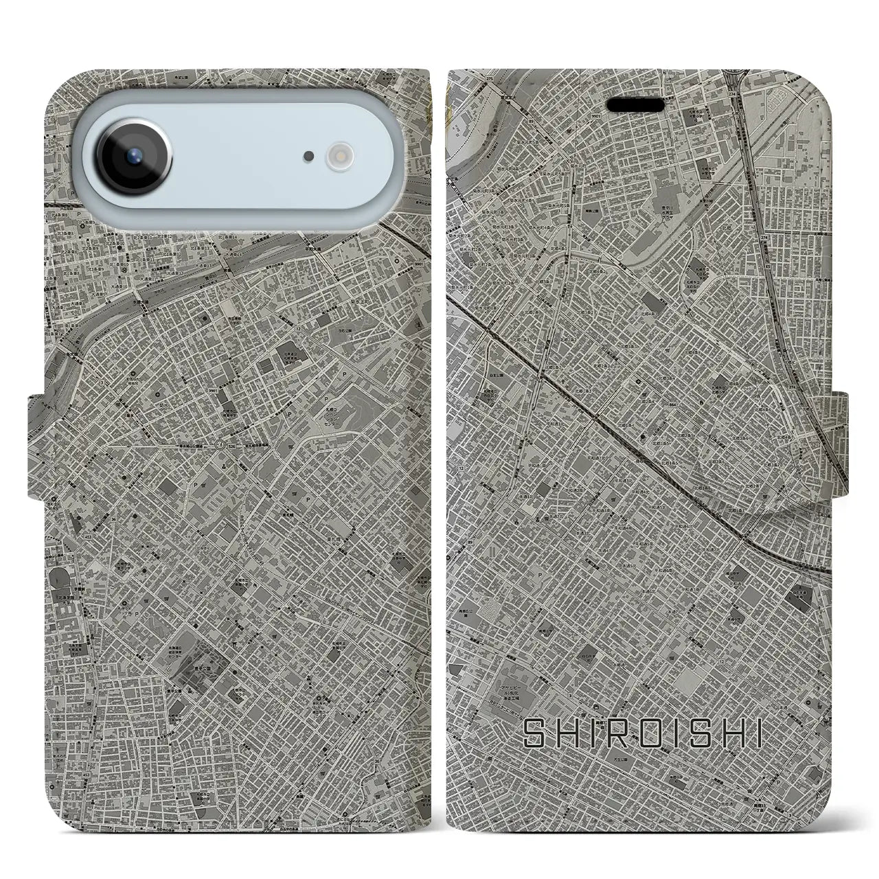 【白石(北海道)】地図柄iPhoneケース(手帳タイプ)