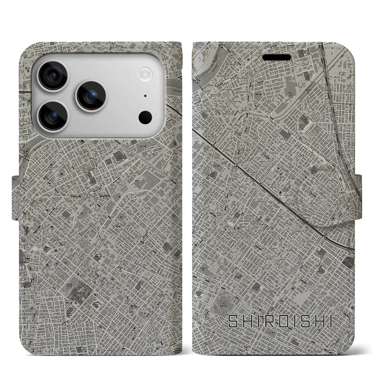 【白石(北海道)】地図柄iPhoneケース(手帳タイプ)