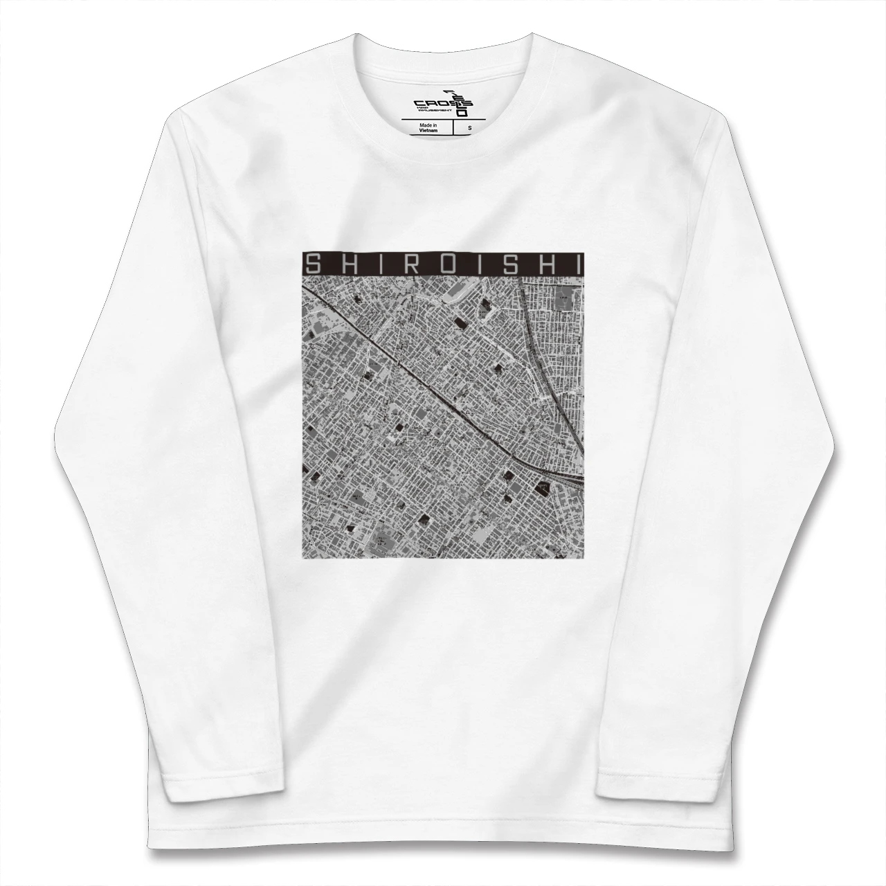 【白石(北海道)(北海道)】地図柄ロングスリーブTシャツ