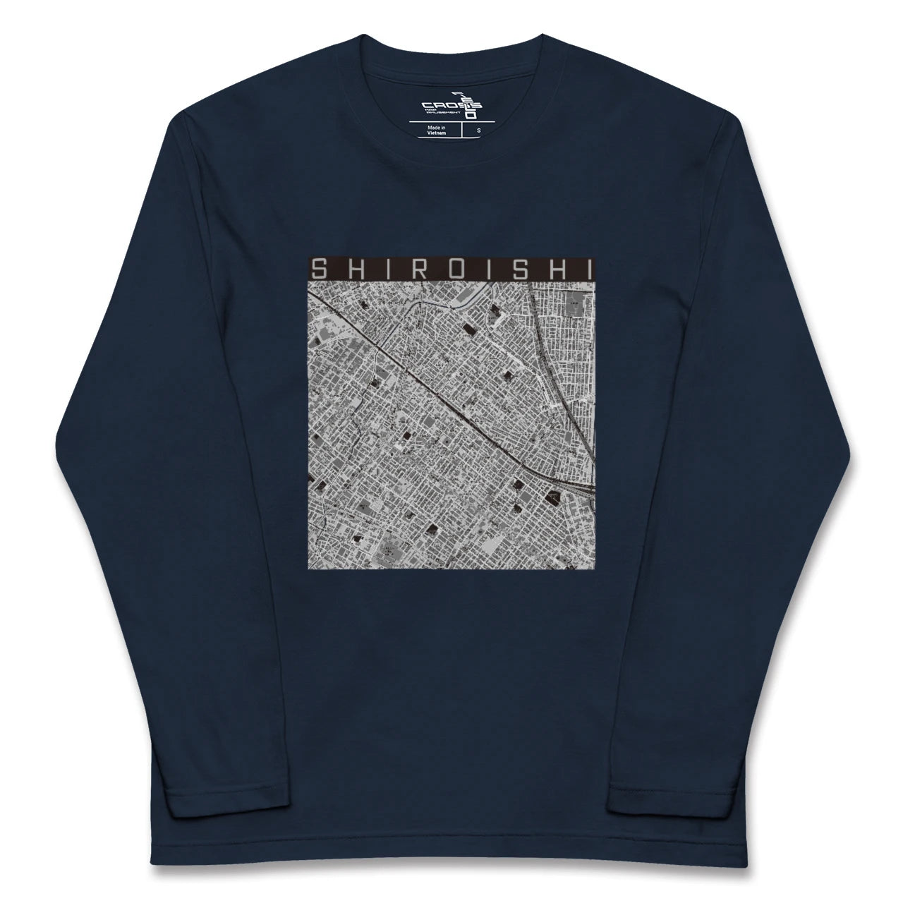 【白石(北海道)(北海道)】地図柄ロングスリーブTシャツ