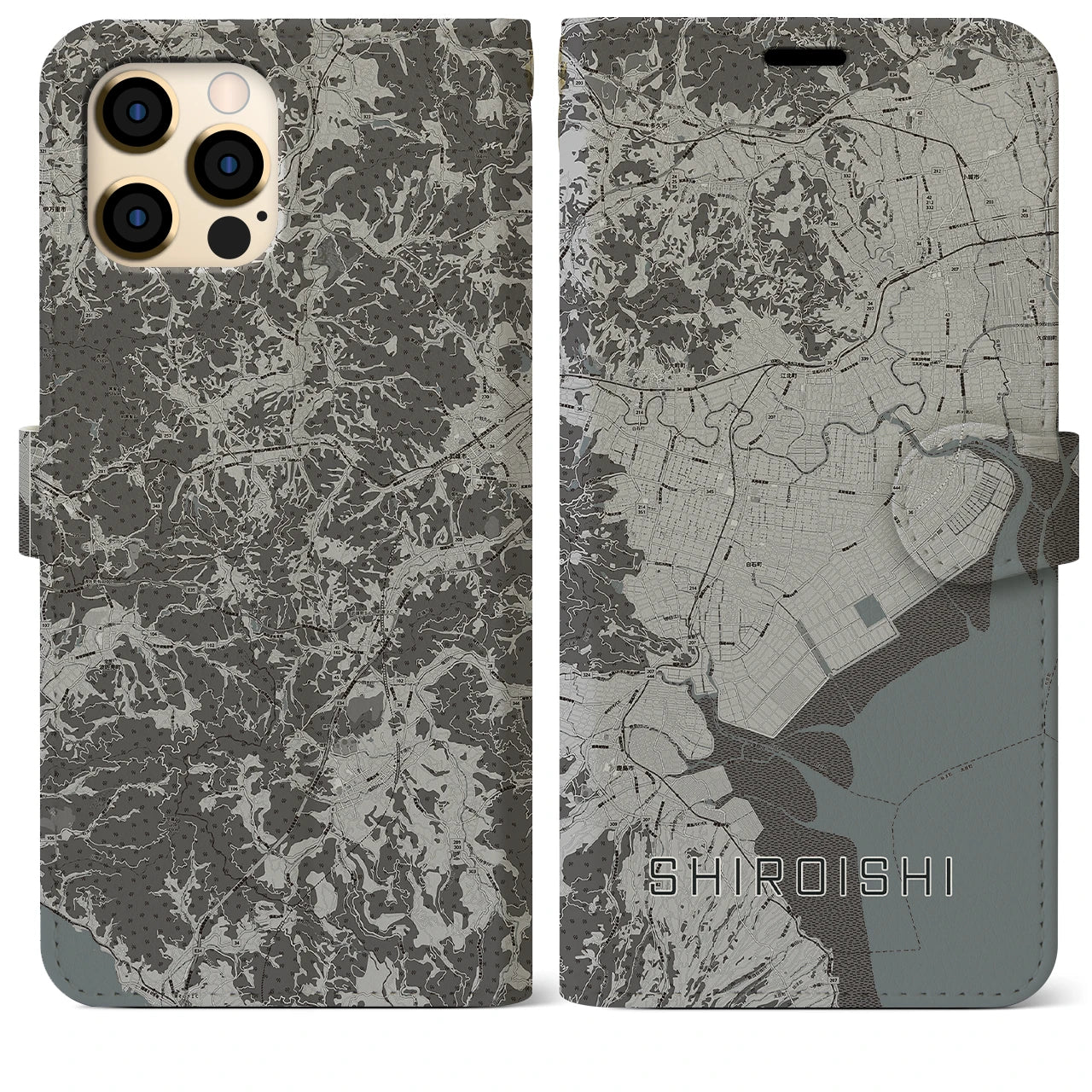 【白石(佐賀県)】地図柄iPhoneケース(手帳タイプ)
