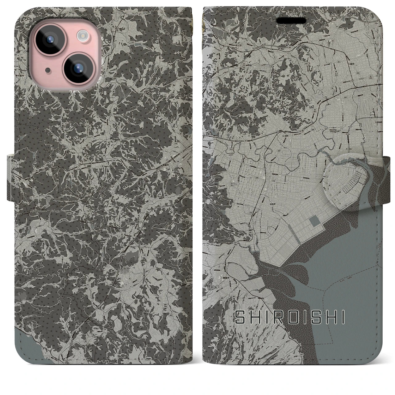 【白石(佐賀県)】地図柄iPhoneケース(手帳タイプ)