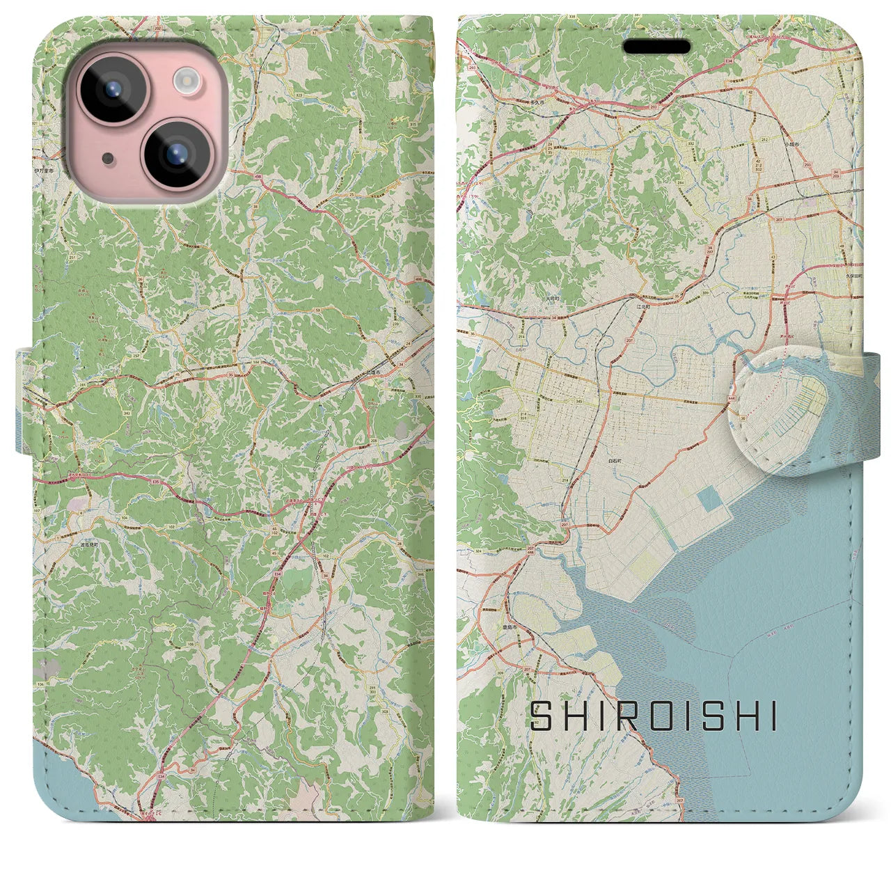 【白石(佐賀県)】地図柄iPhoneケース(手帳タイプ)