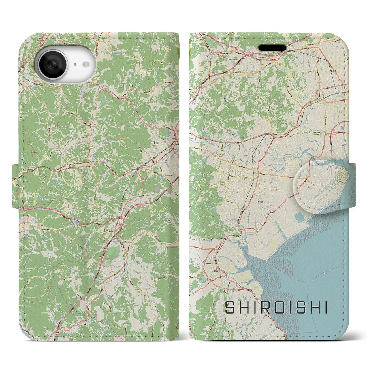 【白石(佐賀県)】地図柄iPhoneケース(手帳タイプ)
