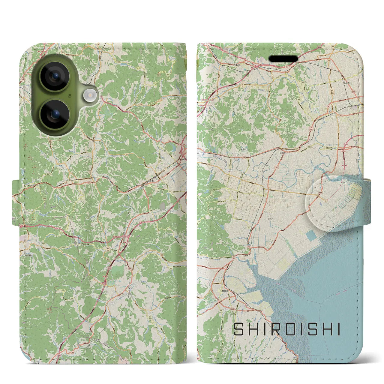 【白石(佐賀県)】地図柄iPhoneケース(手帳タイプ)
