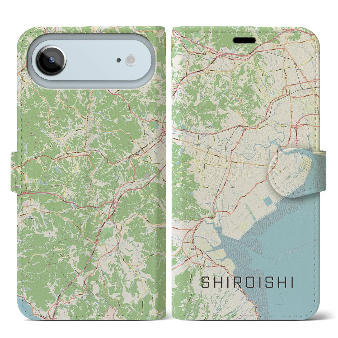 【白石(佐賀県)】地図柄iPhoneケース(手帳タイプ)