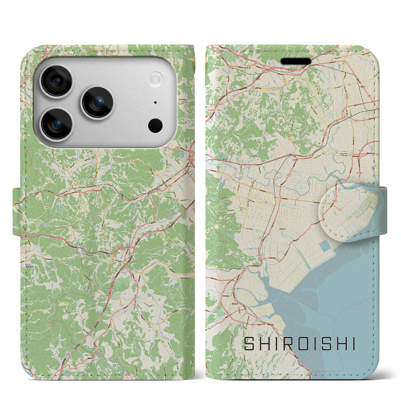 【白石(佐賀県)】地図柄iPhoneケース(手帳タイプ)