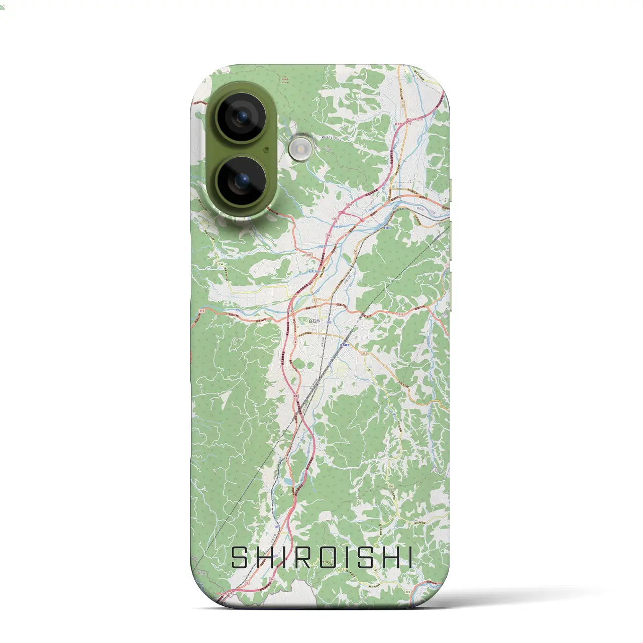 【白石(宮城県)】地図柄iPhoneケース(バックカバータイプ)ブラック・iPhone 17 Pro Max 用