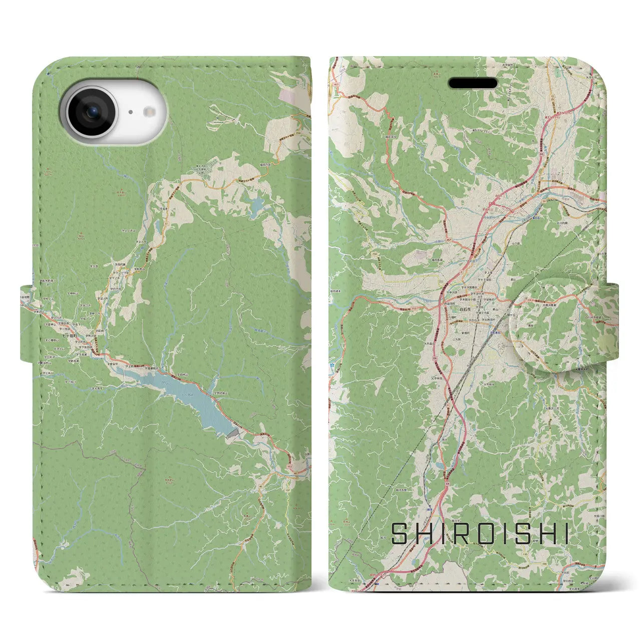 【白石(宮城県)】地図柄iPhoneケース(手帳タイプ)