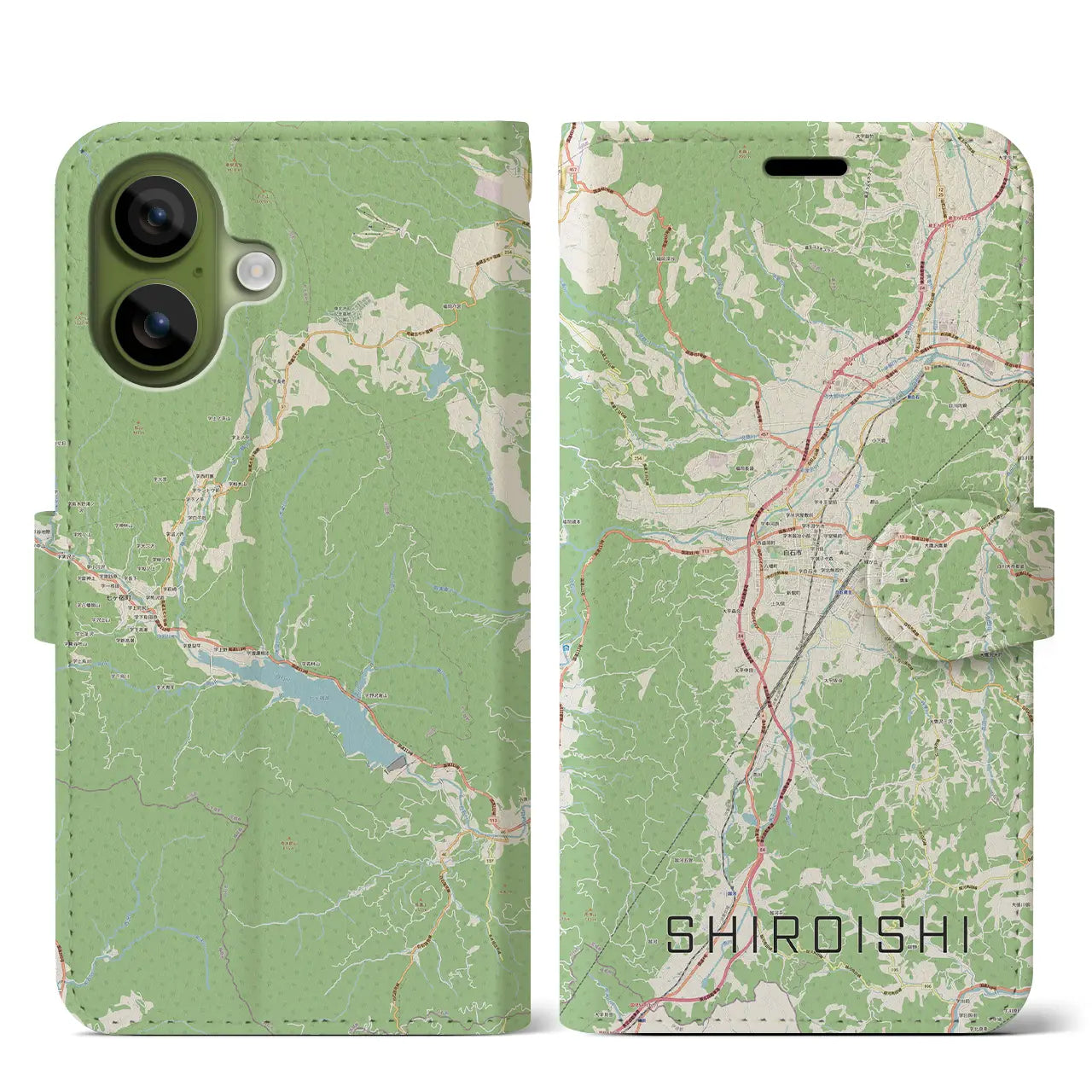 【白石(宮城県)】地図柄iPhoneケース(手帳タイプ)