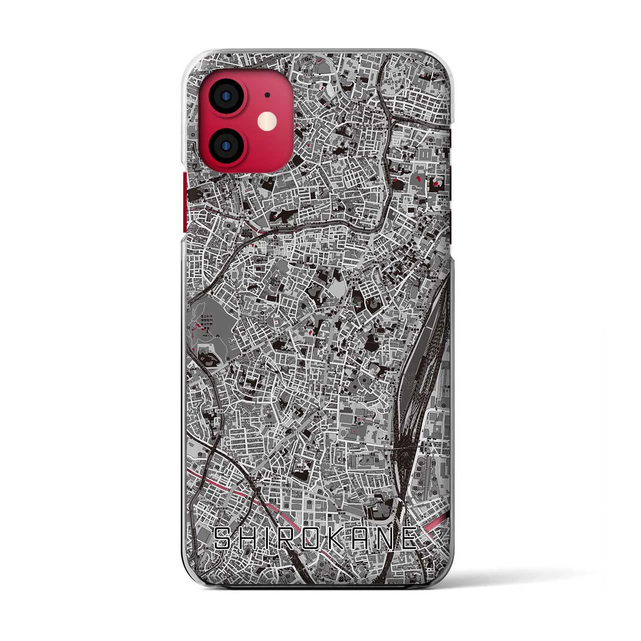 【白金(東京都)】地図柄iPhoneケース(クリアタイプ)モノトーン・iPhone 11 用