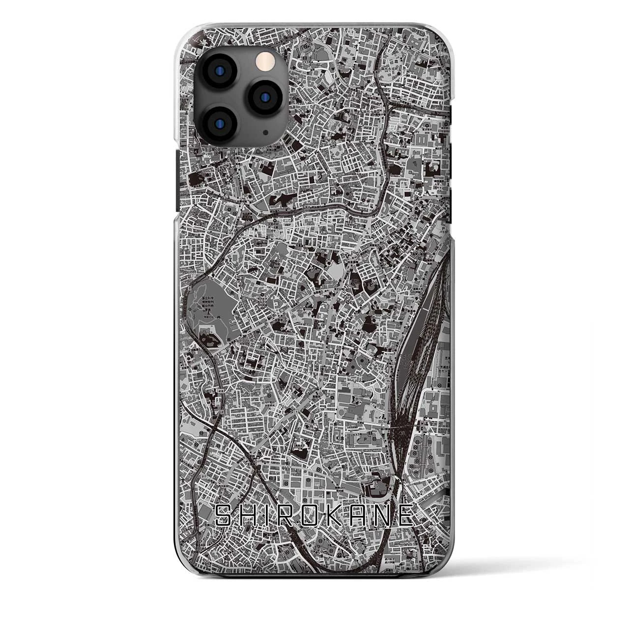 【白金(東京都)】地図柄iPhoneケース(クリアタイプ)モノトーン・iPhone 11 Pro Max 用