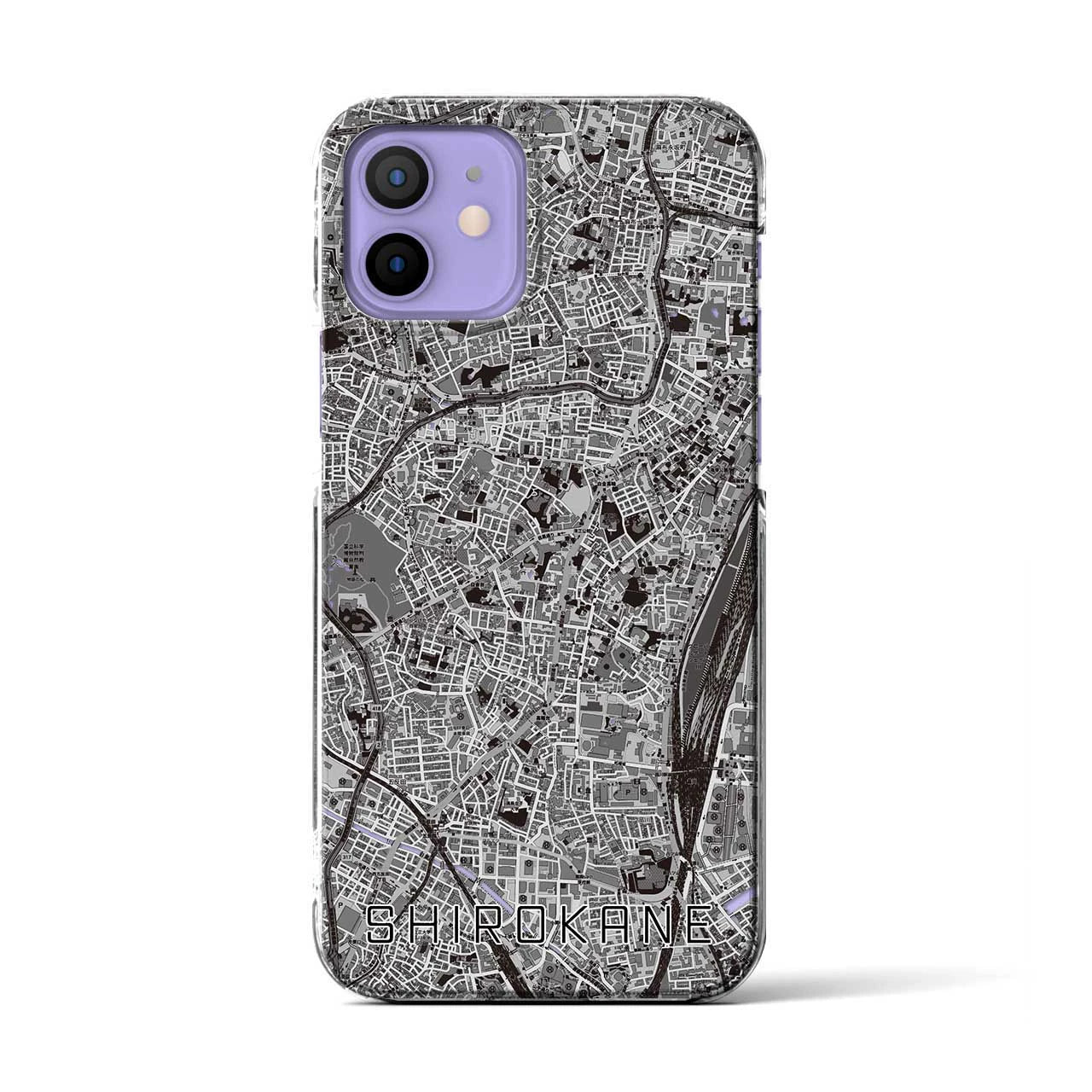 【白金(東京都)】地図柄iPhoneケース(クリアタイプ)モノトーン・iPhone 12 / 12 Pro 用