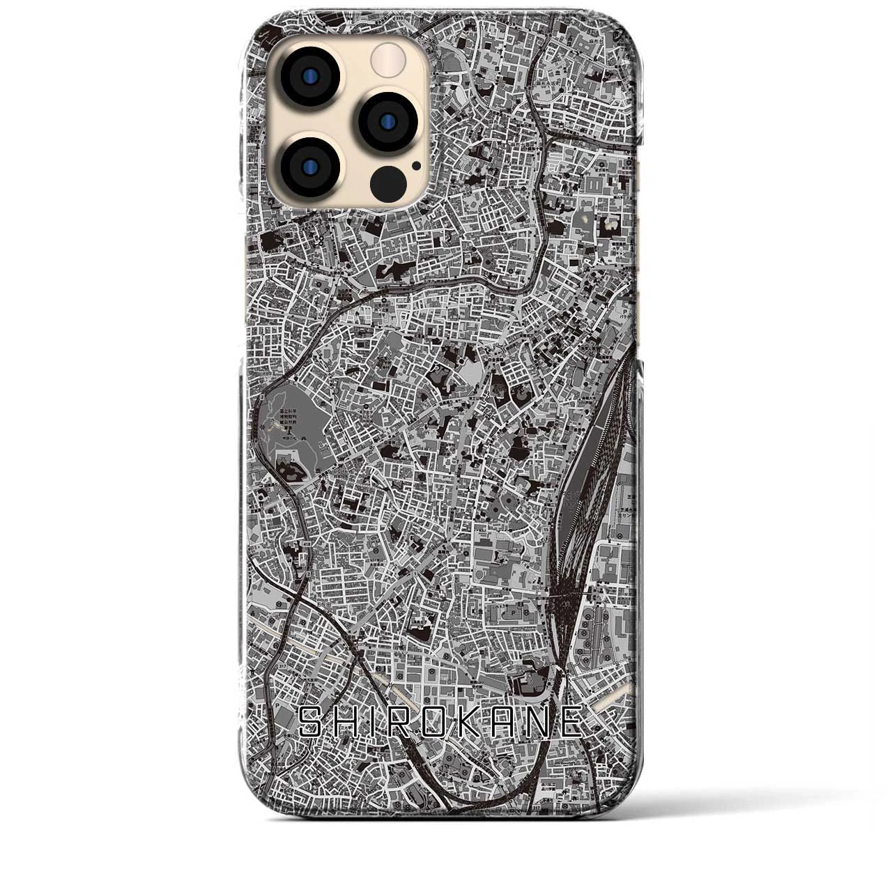 【白金(東京都)】地図柄iPhoneケース(クリアタイプ)モノトーン・iPhone 12 Pro Max 用