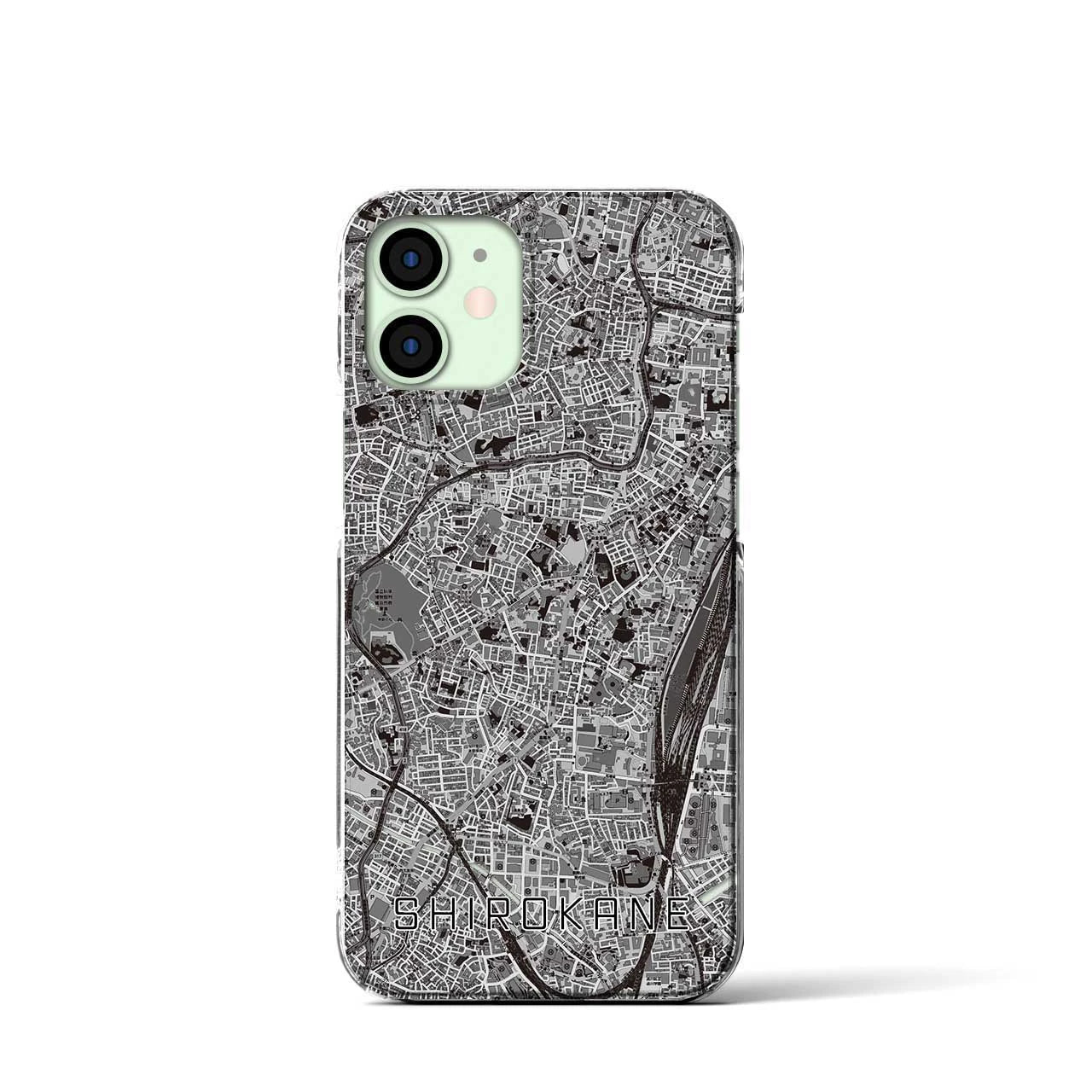 【白金(東京都)】地図柄iPhoneケース(クリアタイプ)モノトーン・iPhone 12 mini 用