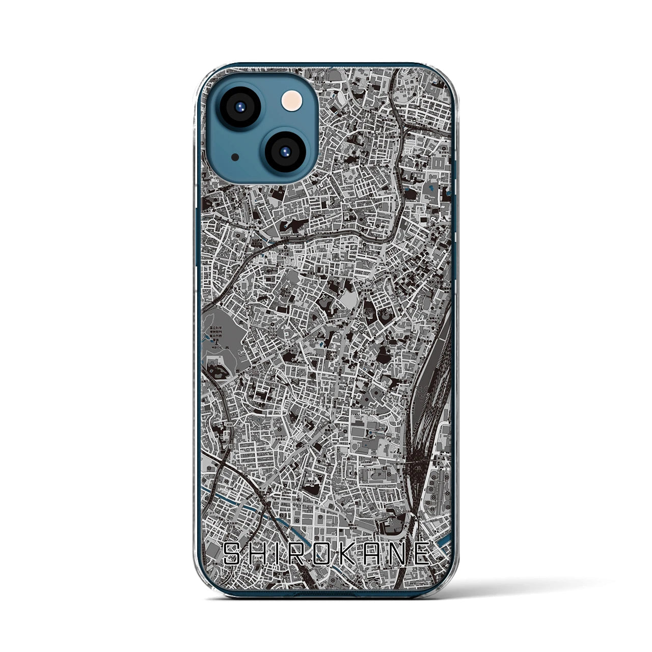 【白金(東京都)】地図柄iPhoneケース(クリアタイプ)モノトーン・iPhone 13 用