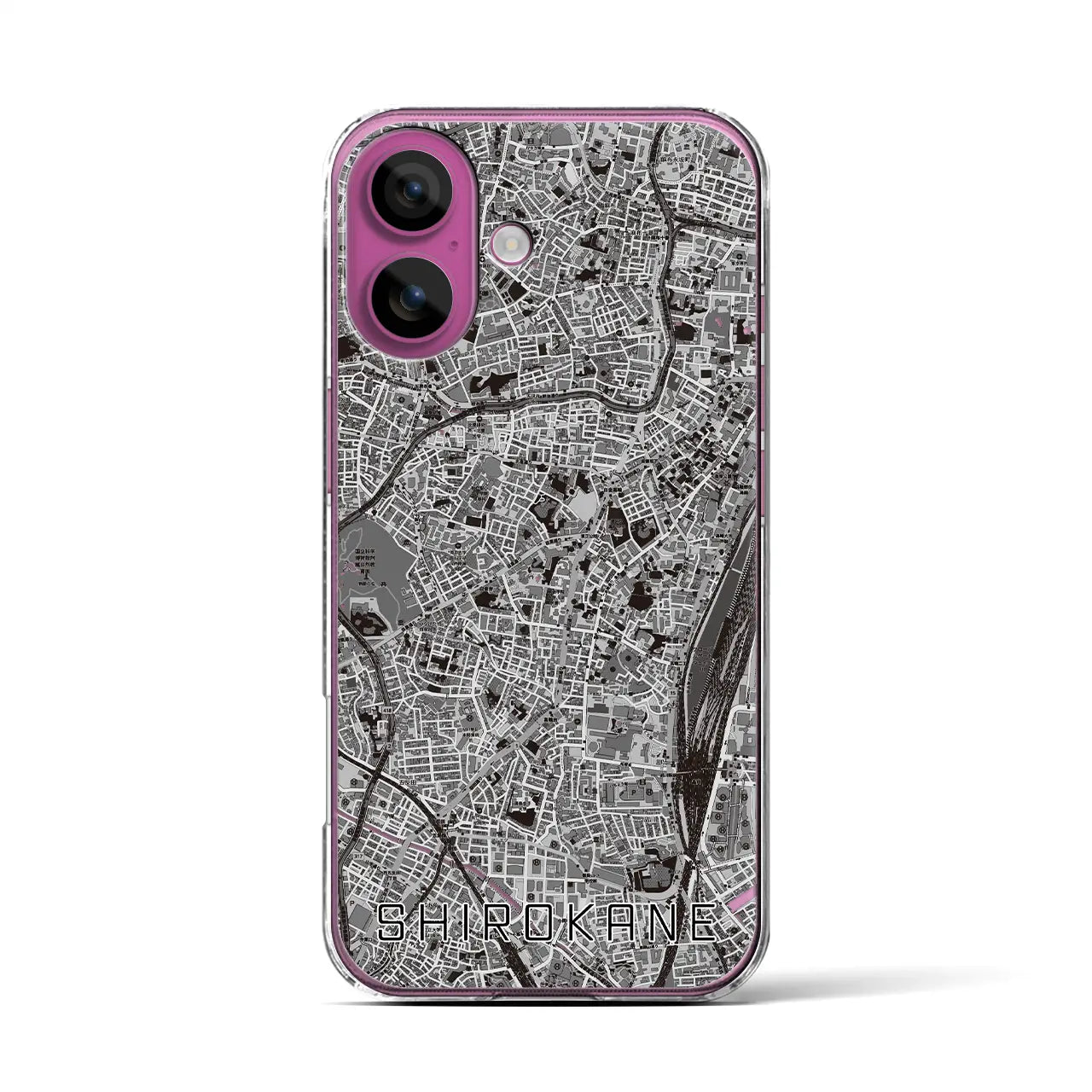【白金(東京都)】地図柄iPhoneケース(クリアタイプ)モノトーン・iPhone 16 Pro 用