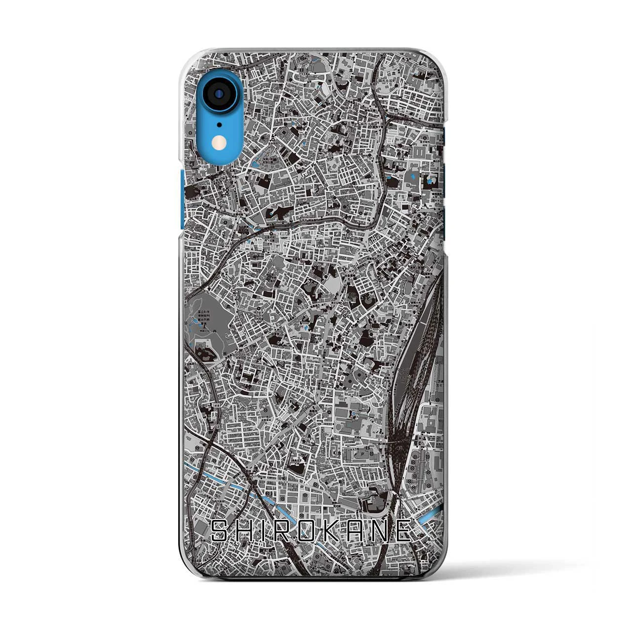 【白金(東京都)】地図柄iPhoneケース(クリアタイプ)モノトーン・iPhone XR 用