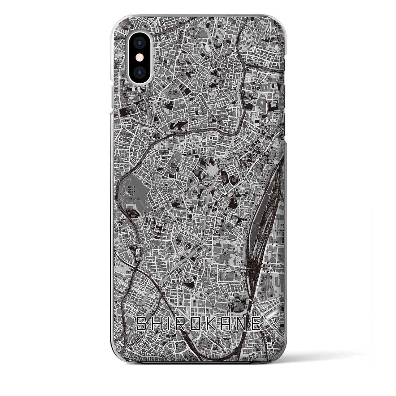 【白金(東京都)】地図柄iPhoneケース(クリアタイプ)モノトーン・iPhone XS Max 用